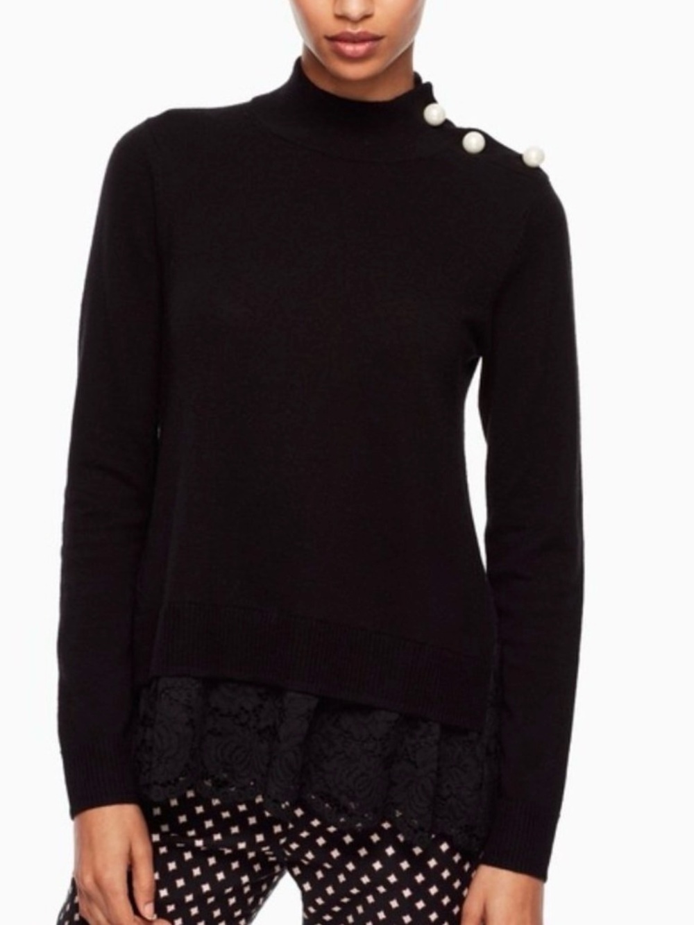 Kate Spade Broome Street Pearl Mock Neck Sweater
